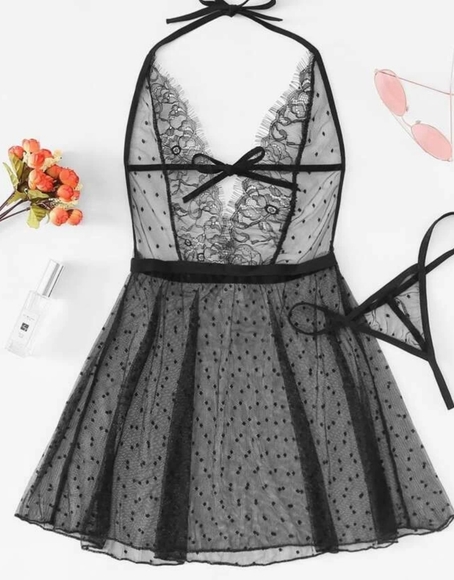 Other - Plus Size Mesh Babydoll with Thong